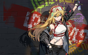 Guardian Tales Future Knight Anime Girl with Goggles and Spray Paint HD wallpaper
