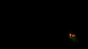 Minecraft Steve holding a torch in a pitch black void HD wallpaper