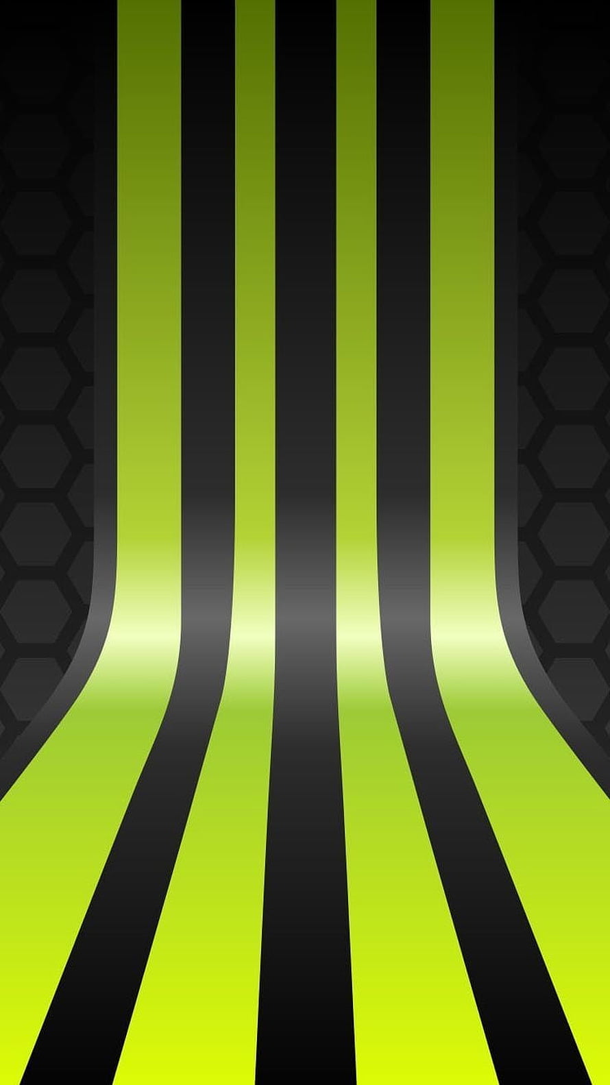 Lime Green and Black Racing Stripes with Hexagonal Honeycomb Pattern HD phone wallpaper