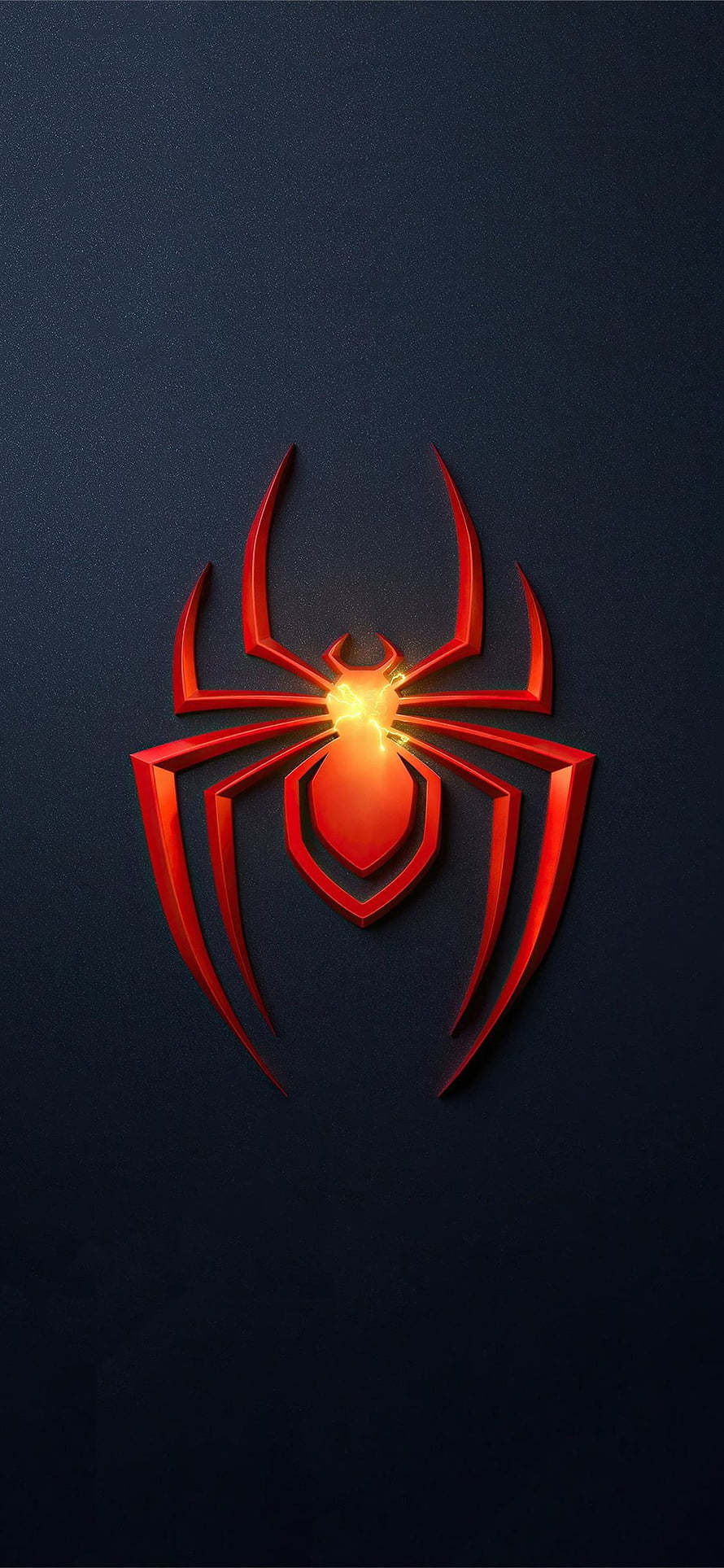 Glowing Red Spider-Man Logo on Dark Textured Background HD phone wallpaper