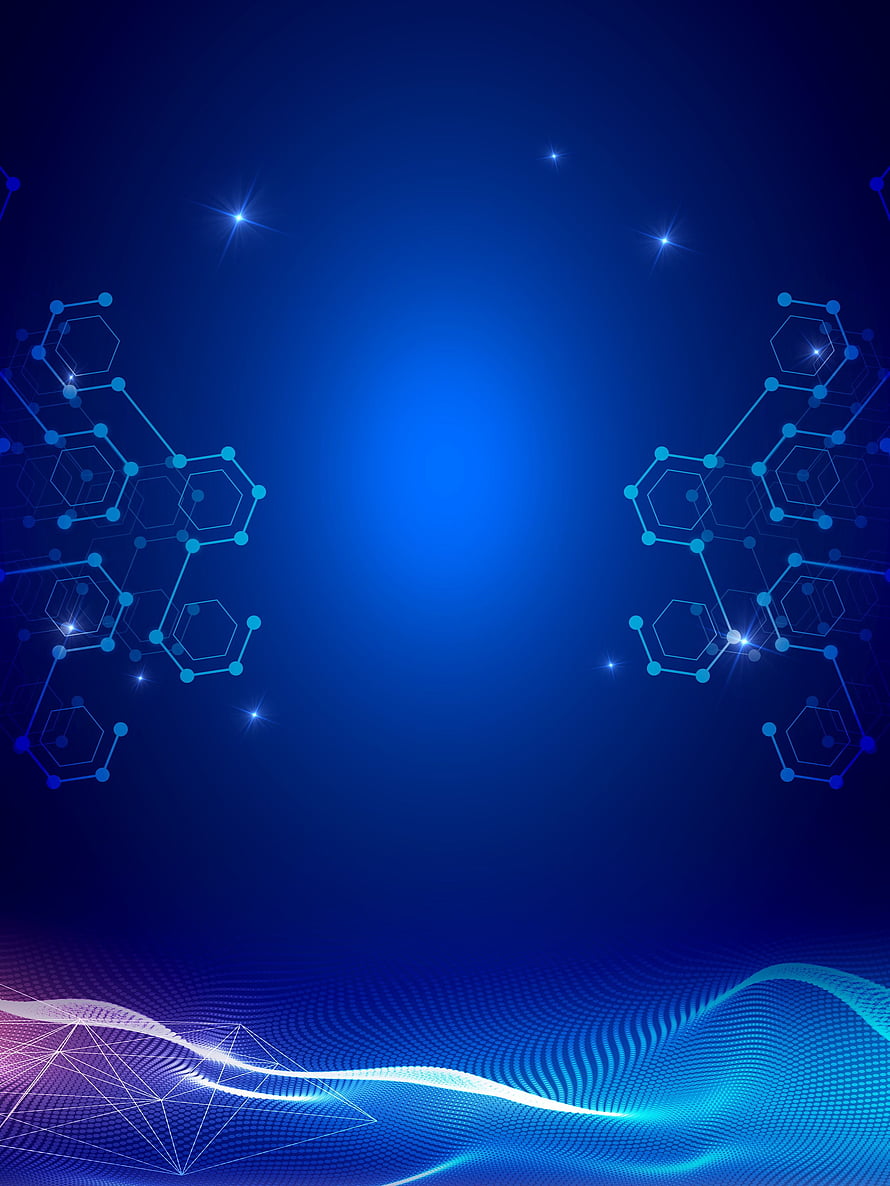 Abstract Blue Technology Background with Hexagonal Network and Digital Waves HD phone wallpaper