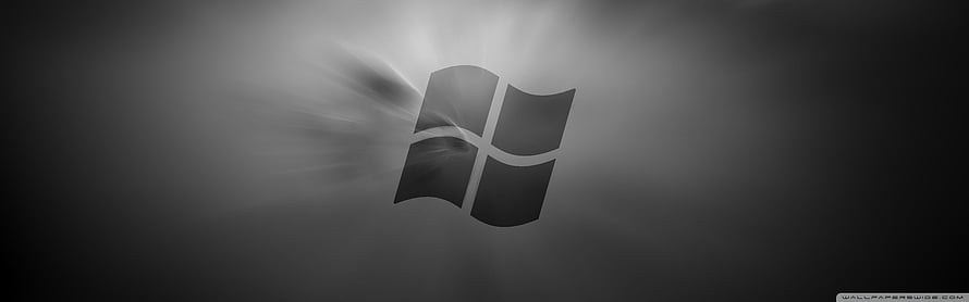 Windows 10 Monochrome Logo with Light Rays on Dark Gradient Background HD wallpaper
