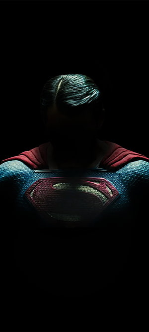 Superman Dark Silhouette with Glowing S-Shield Emblem on Black Background, Superman Amoled Resolution , Superheroes , , and Background, 1080x2400 Amoled HD phone wallpaper