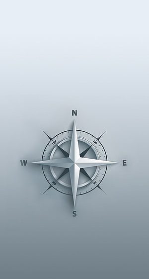 Minimalist Silver Compass Rose on Soft Gradient Background HD phone wallpaper