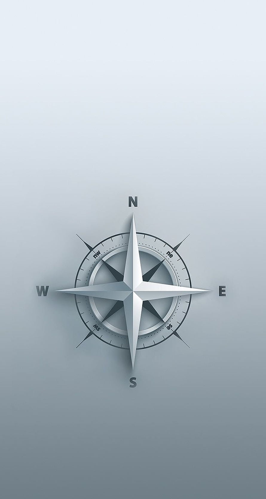 Minimalist Silver Compass Rose on Soft Gradient Background HD phone wallpaper