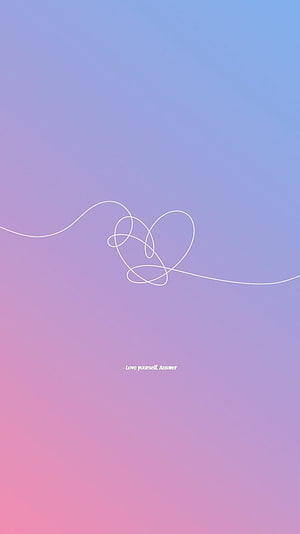 BTS Love Yourself Album Minimalist Gradient Heart Line Art Wallpaper HD phone wallpaper