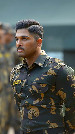 Allu Arjun in Indian Army Camouflage Uniform with Name Tag HD phone wallpaper