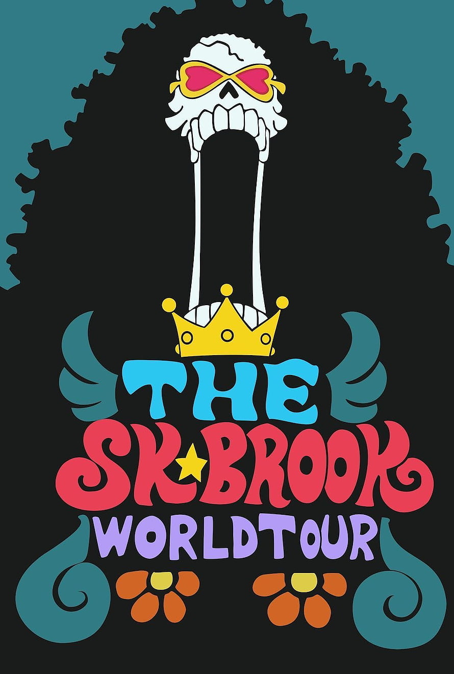 Brook World Tour Poster from One Piece with Skull and Crown HD phone wallpaper