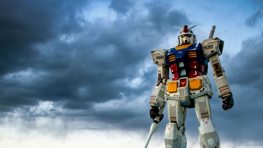 RX-78-2 Gundam Standing Tall Against Dramatic Stormy Sky HD wallpaper