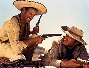Clint Eastwood and Eli Wallach in The Good, The Bad and The Ugly Western Film Scene HD wallpaper