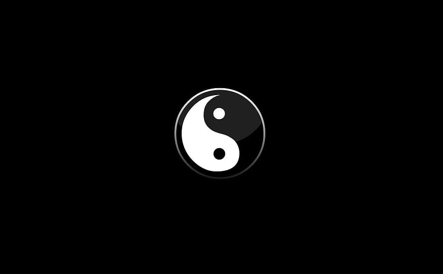 Minimalist Yin Yang Symbol on Black Background HD wallpaper
