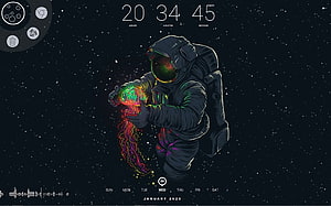 Astronaut Holding Glowing Nebula Sphere in Deep Space Digital Art HD wallpaper