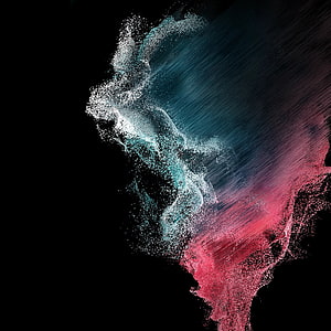 Abstract Particle Flow with Teal and Pink Hues on Black Background HD phone wallpaper