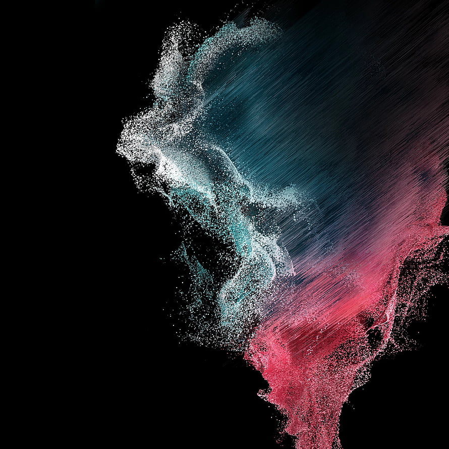 Abstract Particle Flow with Teal and Pink Hues on Black Background HD phone wallpaper