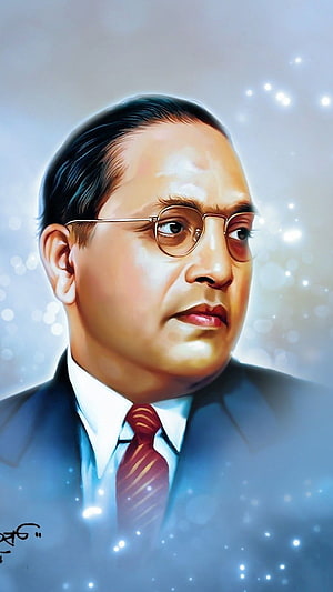 B. R. Ambedkar Digital Portrait in Formal Suit and Round Glasses HD phone wallpaper