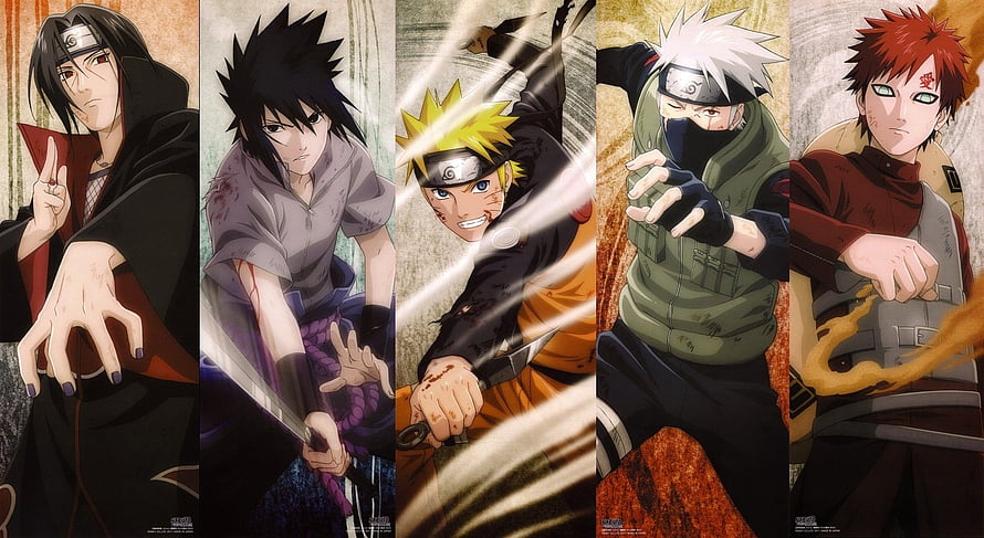 Naruto Shippuden Five Main Characters Action Lineup Anime Wallpaper HD wallpaper