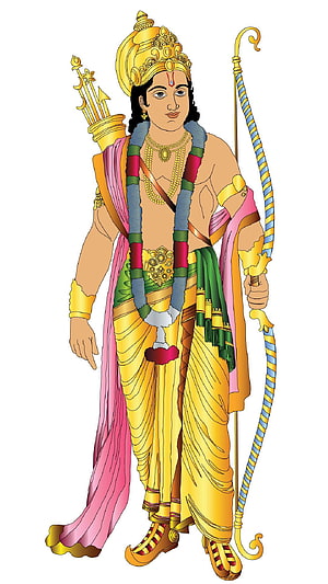 Lord Rama Traditional Indian Deity Illustration with Bow and Arrows HD phone wallpaper