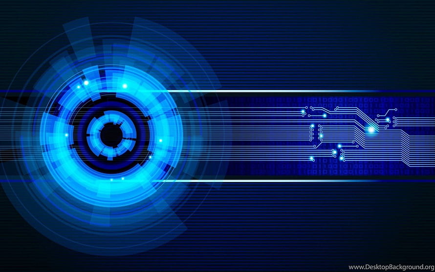 Futuristic Blue Digital Circuit Board with Glowing Tech Interface Elements HD wallpaper