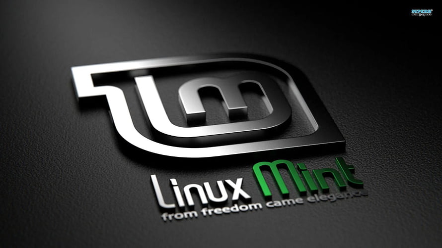 Linux Mint 3D Metallic Logo on Dark Textured Surface HD wallpaper