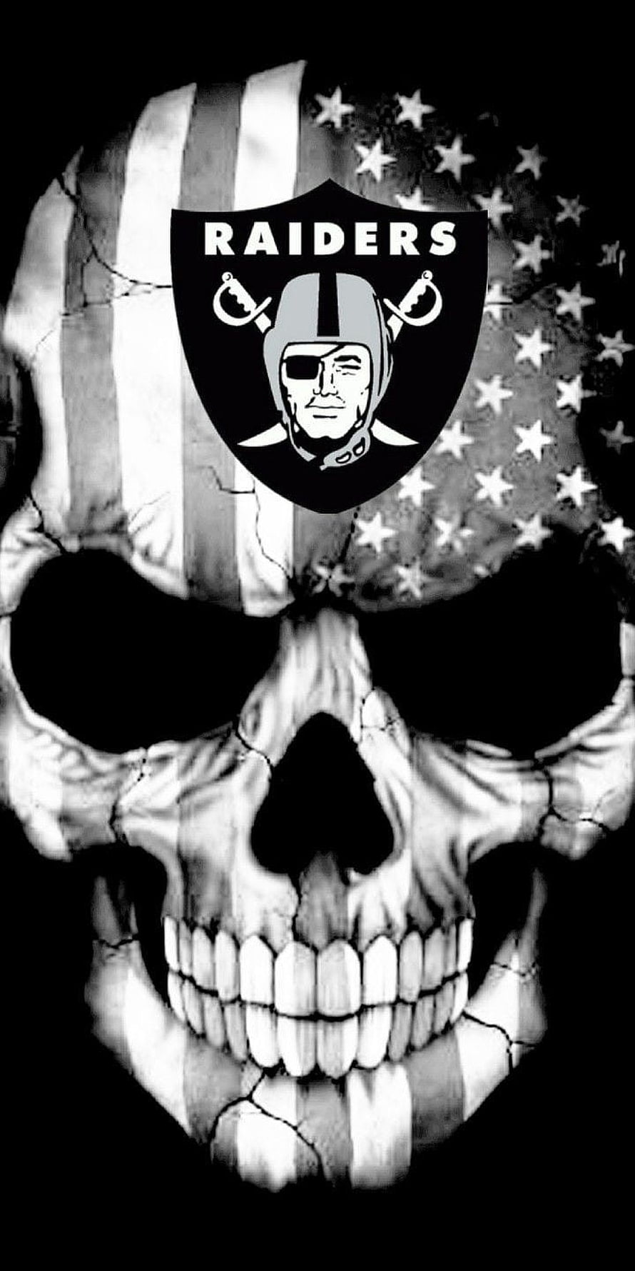 Oakland Raiders Skull Design With American Flag Pattern And Team Logo HD phone wallpaper