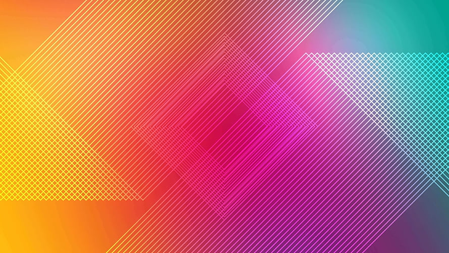 Vibrant Geometric Line Art with Diagonal Grids and Warm to Cool Gradient Background HD wallpaper