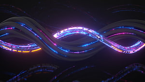 Abstract Glowing Cables with Neon Blue and Pink Light Trails on Dark Background HD wallpaper