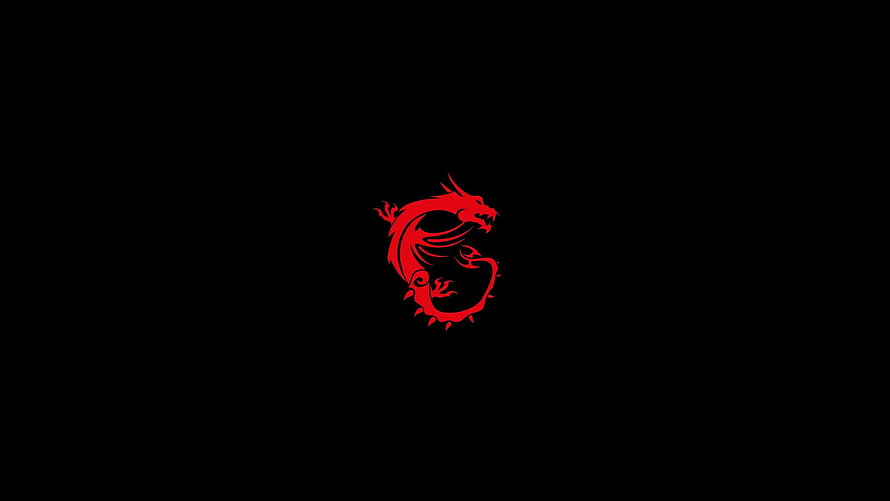 MSI Dragon Red Logo on Black Background Minimalist Gaming Emblem HD wallpaper