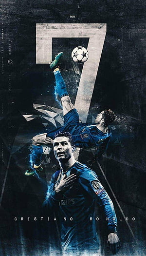 Cristiano Ronaldo Real Madrid Number 7 Aerial Bicycle Kick Artwork HD phone wallpaper