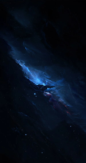 Deep Space Nebula with Blue and Red Gas Clouds Against a Starry Dark Background HD phone wallpaper
