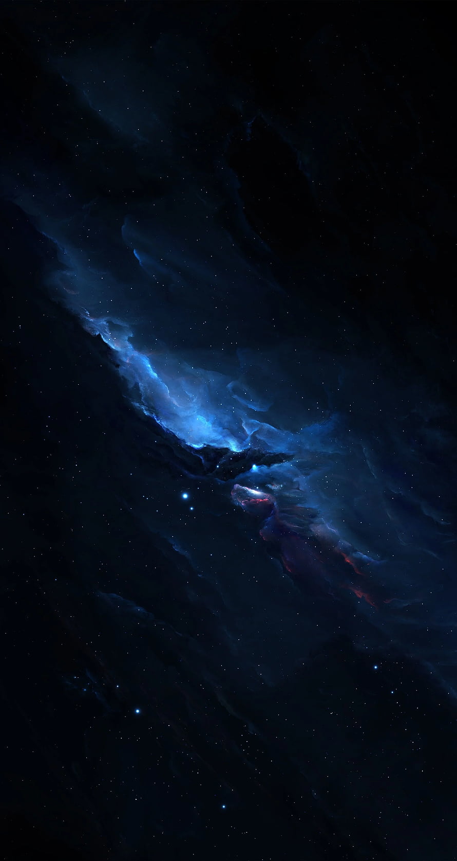 Deep Space Nebula with Blue and Red Gas Clouds Against a Starry Dark Background HD phone wallpaper