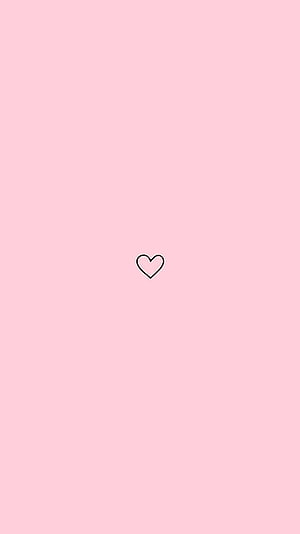 Minimalist Pink Aesthetic Wallpaper With Small Black Heart Outline HD phone wallpaper