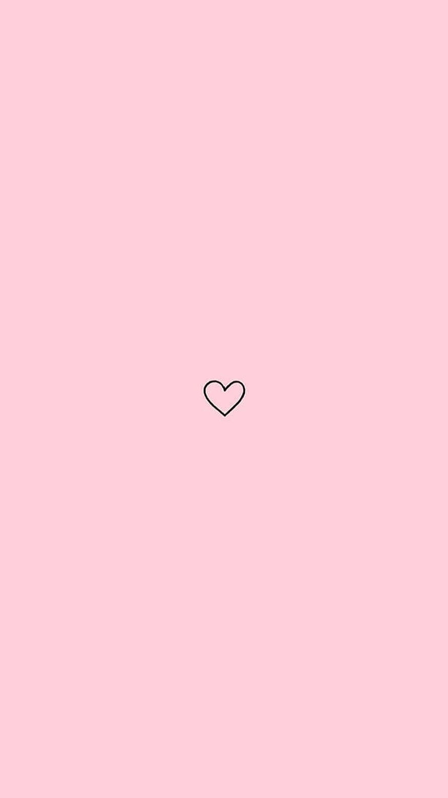 Minimalist Pink Aesthetic Wallpaper With Small Black Heart Outline HD phone wallpaper