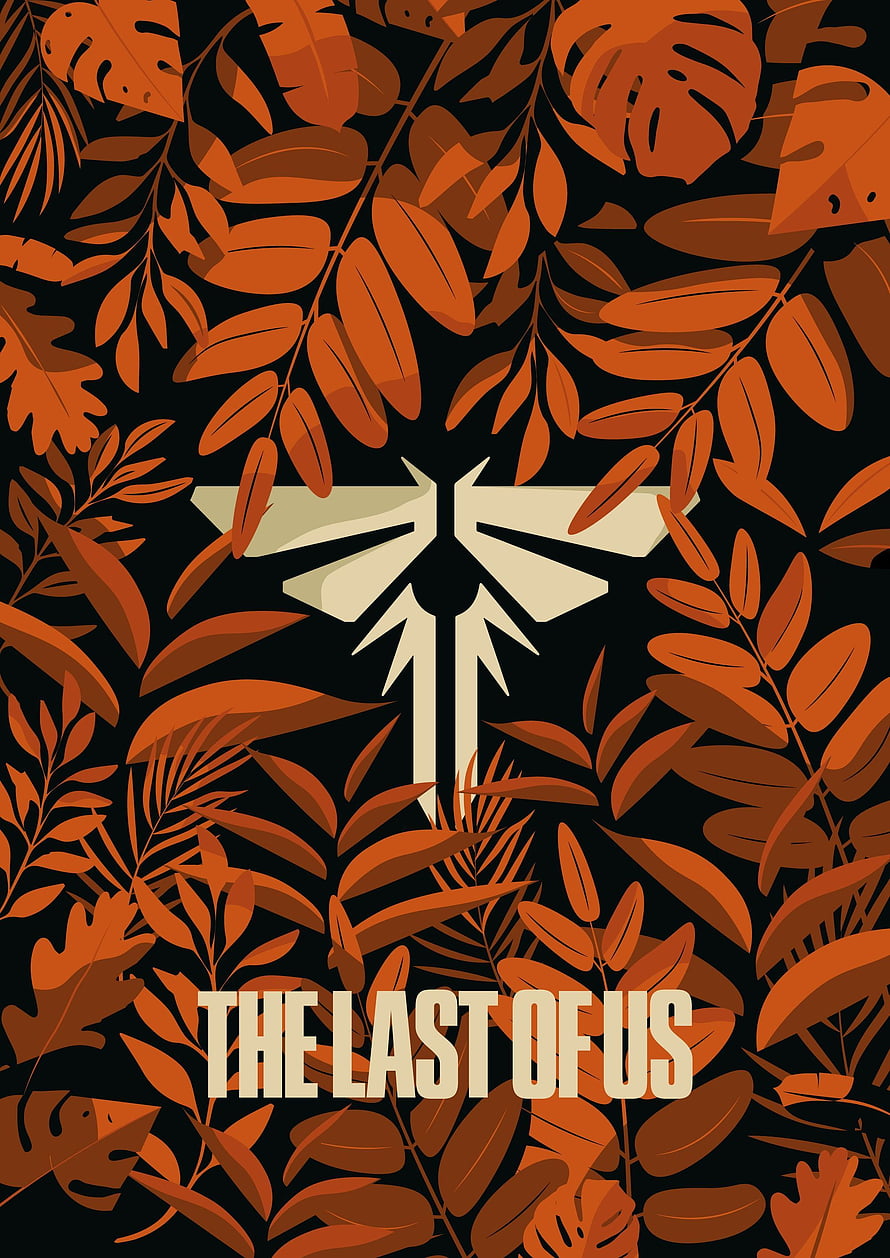 The Last of Us Minimalist Poster with Rust Orange Botanical Illustration and Stylized Logo HD phone wallpaper