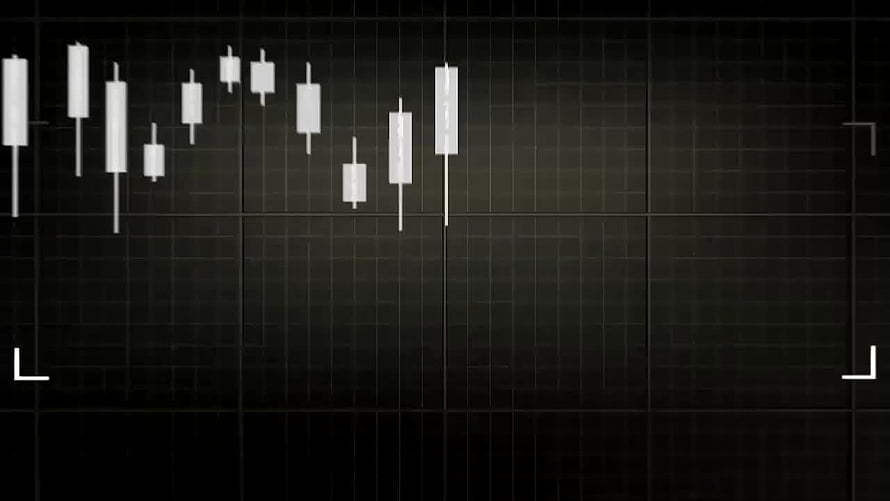 Dark Forex Candlestick Chart on Black Grid Background HD wallpaper