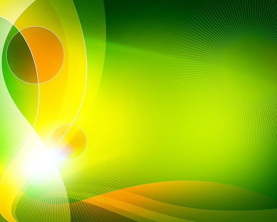 Vibrant Green and Yellow Abstract Background with Flowing Waves and Light Rays HD wallpaper