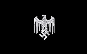 German Imperial Eagle Emblem with Swastika on Black Background, Nazi Logo Blank German, German Eagle HD wallpaper