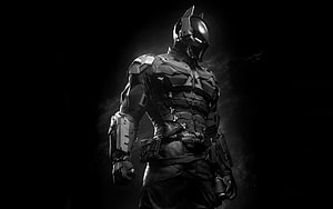 Monochrome Batman in Tactical Armor with Dramatic Backlighting HD wallpaper