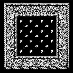 Black and White Bandana Pattern with Ornate Paisley Border and Central Motif HD phone wallpaper
