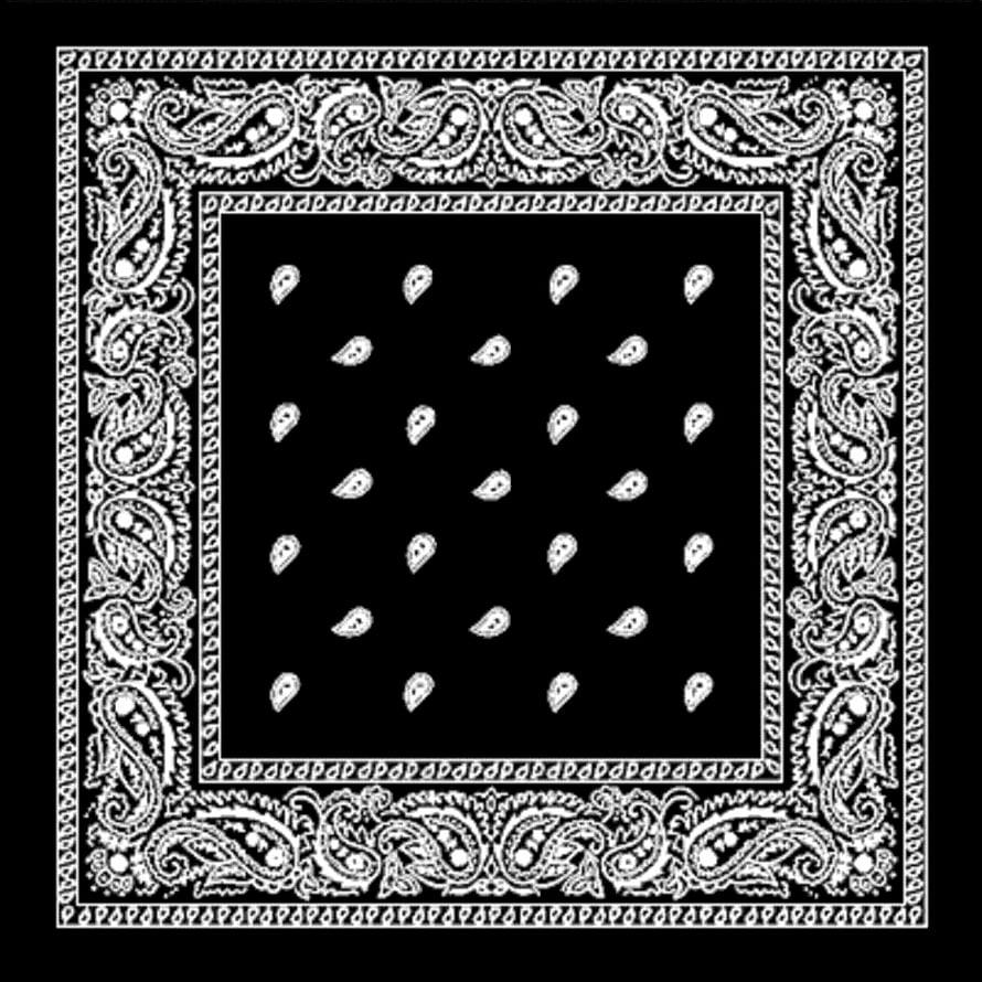 Black and White Bandana Pattern with Ornate Paisley Border and Central Motif HD phone wallpaper