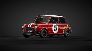 Classic Red Austin Mini Cooper S Racing Livery with Number Five Decal HD wallpaper
