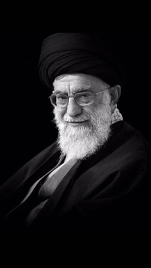 Syed Ali Khamenei Black and White Portrait with Turban and Glasses HD phone wallpaper