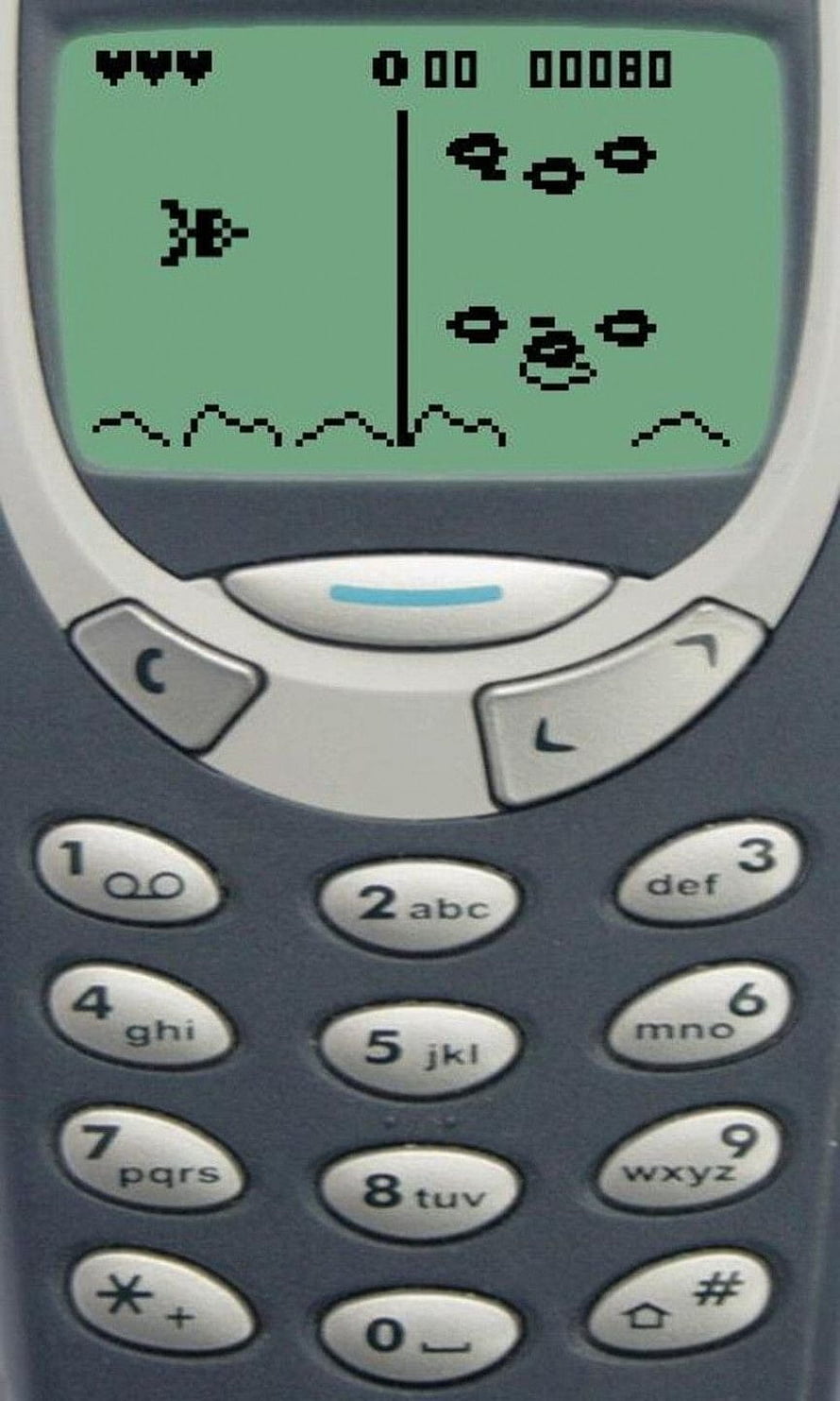 Nokia 3310 Snake Game on Classic Monochrome Green Screen HD phone wallpaper