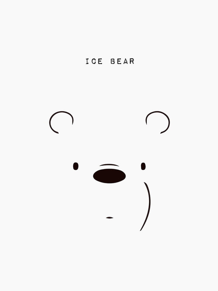 Minimalist Ice Bear Face from We Bare Bears in Simple Line Art Style HD phone wallpaper