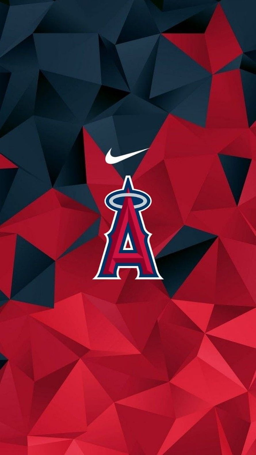 Los Angeles Angels Low Poly Geometric Background with Nike Swoosh and Team Logo HD phone wallpaper