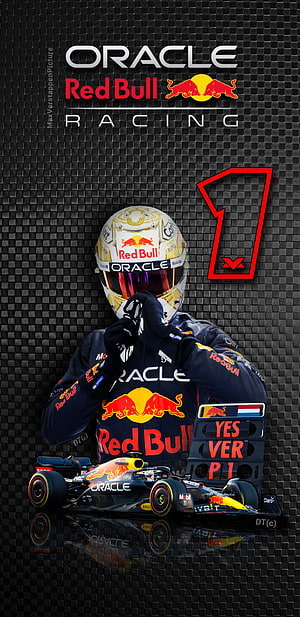 Max Verstappen Oracle Red Bull Racing F1 Driver and Car Victory Poster HD phone wallpaper