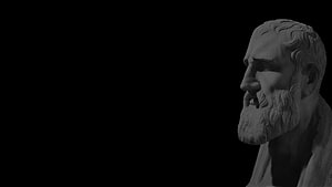 Zeno of Citium Marble Bust in Dramatic Black and White Profile HD wallpaper