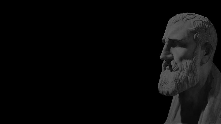 Zeno of Citium Marble Bust in Dramatic Black and White Profile HD wallpaper