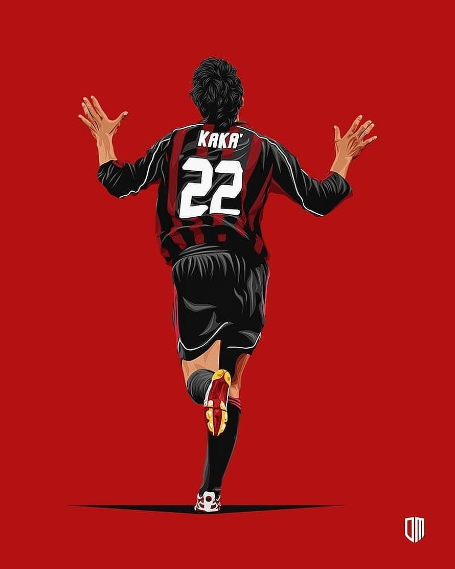 Kaka AC Milan Number 22 Jersey Illustration on Red Background HD phone wallpaper