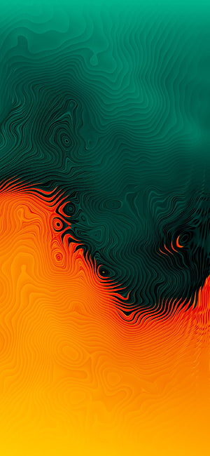 Vibrant Orange and Teal Abstract Flowing Contour Lines Digital Art HD phone wallpaper