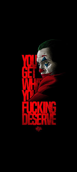 Joker Dark Portrait with Red Typography on Black Background HD phone wallpaper